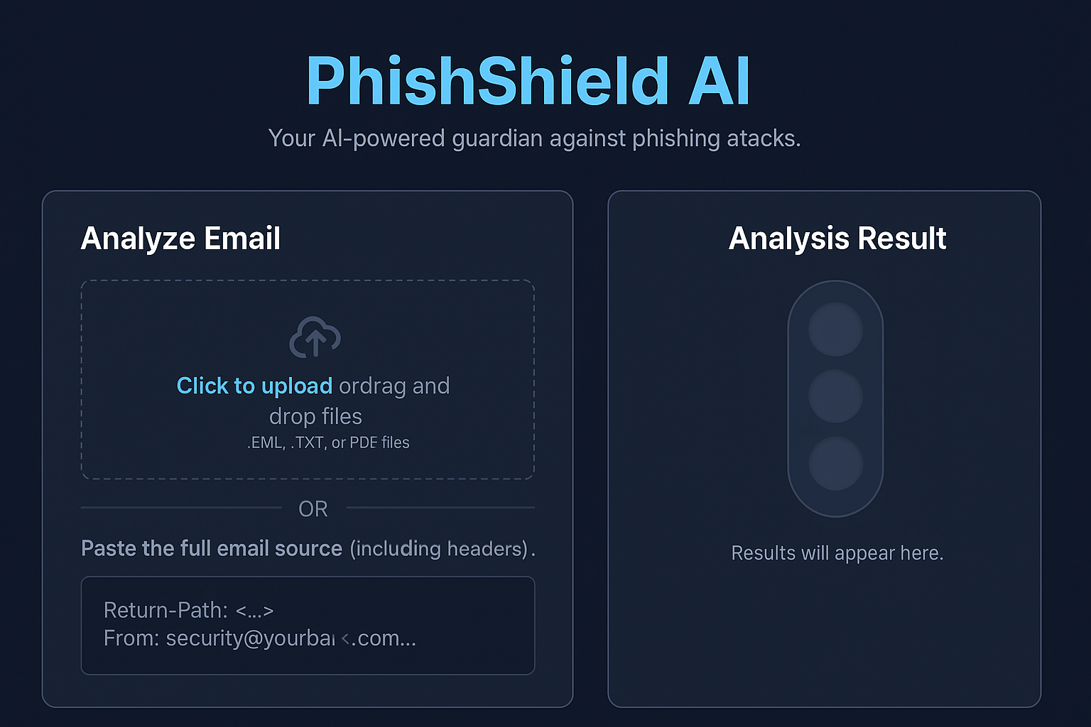 PhishShield AI homepage screenshot