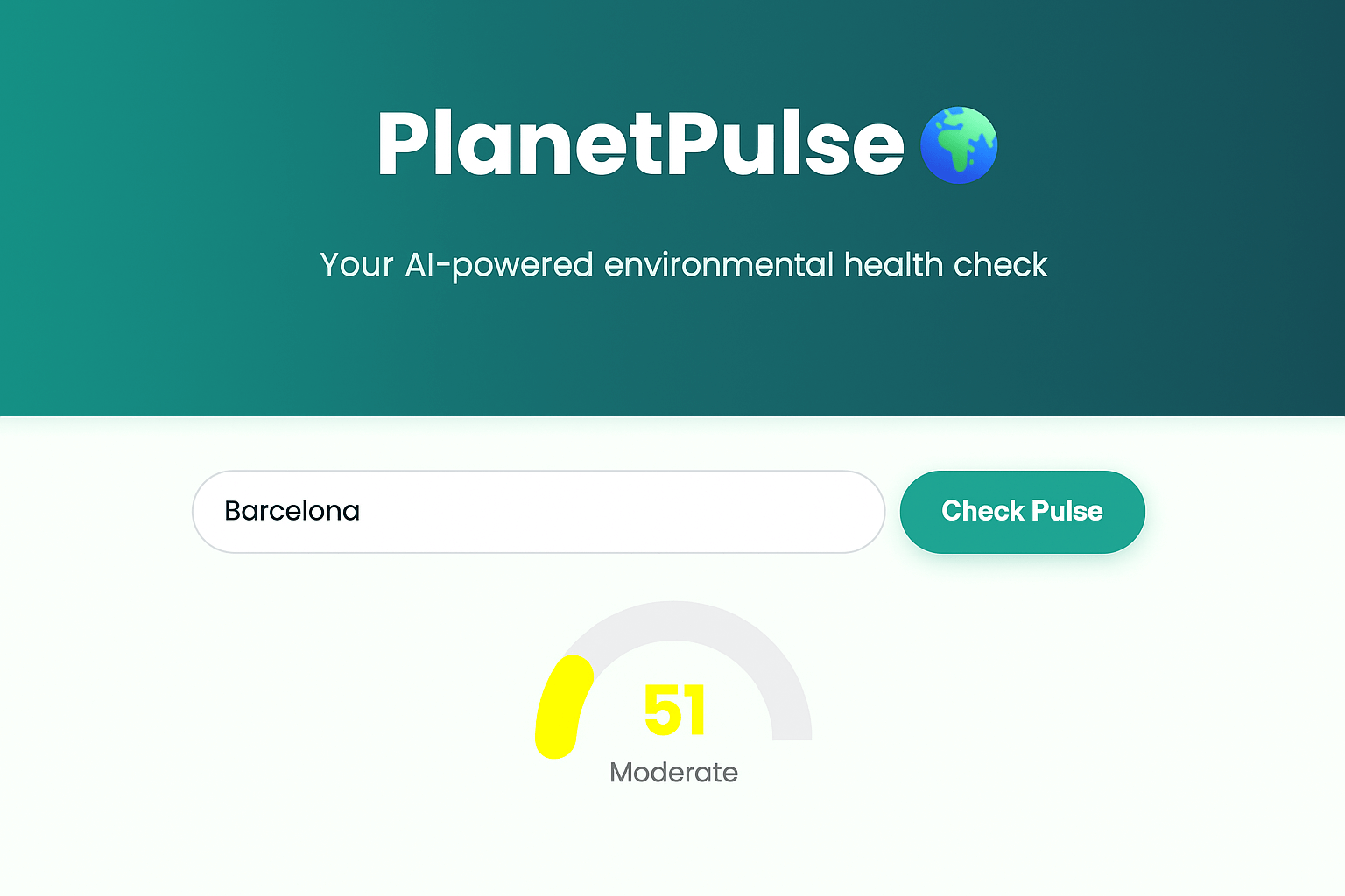 A screenshot of the homepage for PlanetPulse